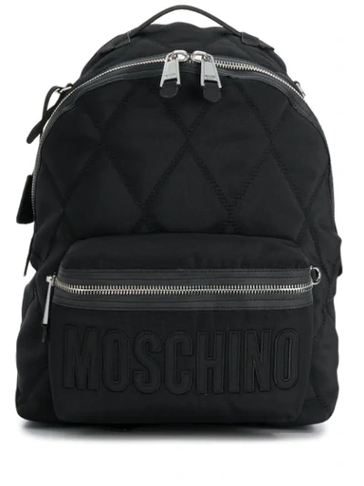 Shop Moschino Quilted Effect Backpack In Black