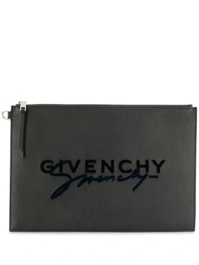 Shop Givenchy Signature Logo Clutch In Black