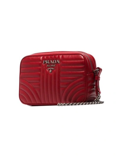 Shop Prada Red Diagram Medium Quilted Leather Cross Body Bag