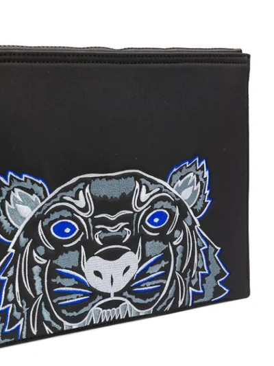 Shop Kenzo Tiger Pattern Clutch Bag - Black