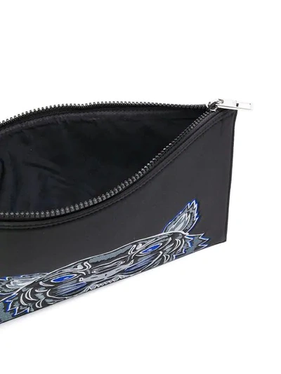 Shop Kenzo Tiger Pattern Clutch Bag - Black