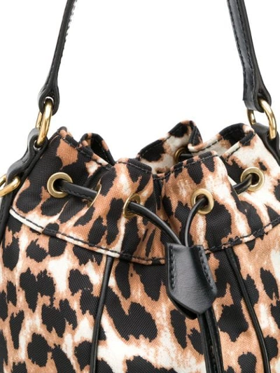 Shop Miu Miu Leopard Print Bucket Bag In F0304 Avorio
