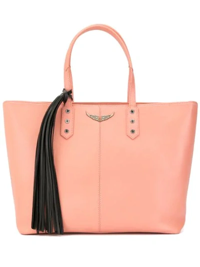 Shop Zadig & Voltaire Mich Grained Tote Bag In Pink