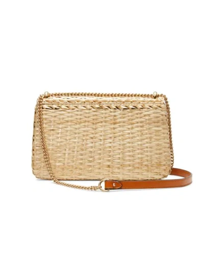 Shop Gucci Straw Small Shoulder Bag - Neutrals