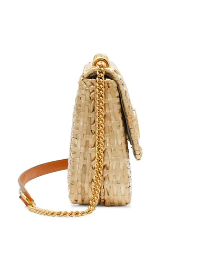 Shop Gucci Straw Small Shoulder Bag - Neutrals