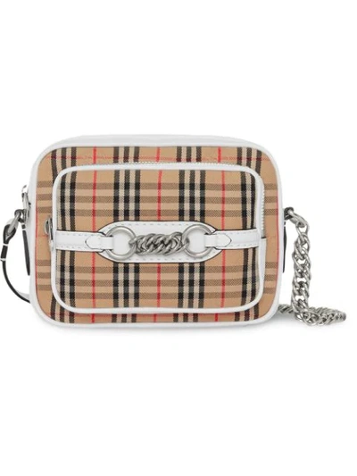 Shop Burberry The 1983 Check Link Camera Bag In Chalk White