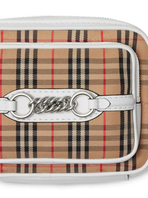 vintage check link crossbody camera bag