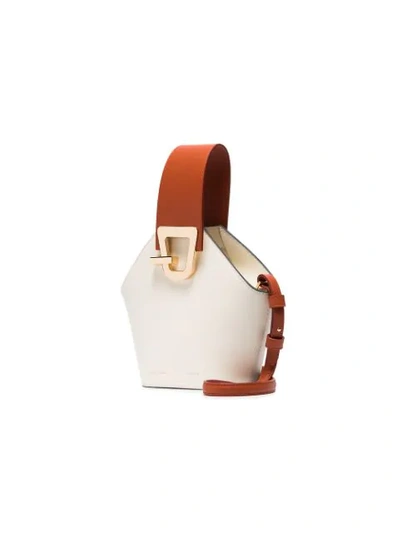 Shop Danse Lente White And Brown Johnny Mini Leather Bucket Bag