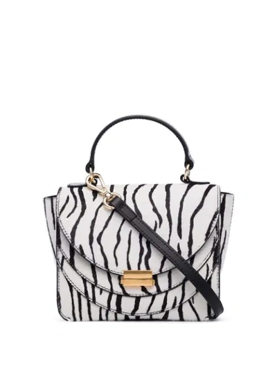 Shop Wandler Mini Luna Zebra Print Bag In White