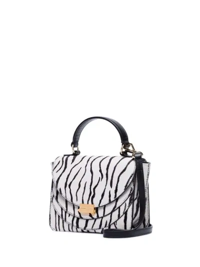 Shop Wandler Mini Luna Zebra Print Bag In White