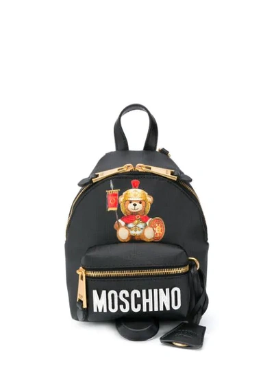 Shop Moschino Mini Teddy Bear Backpack In Black