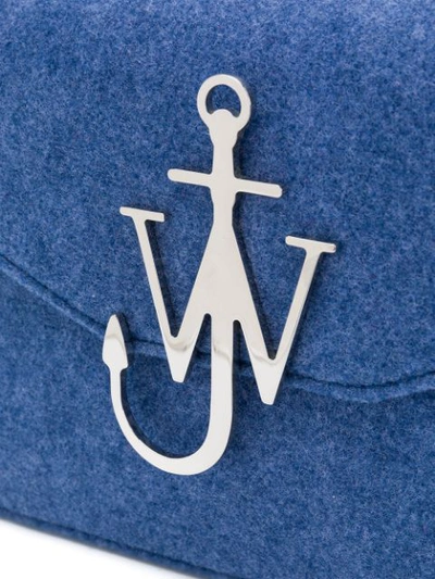 Shop Jw Anderson Royal Felt Logo Purse In Blue