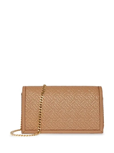 Shop Burberry Small Quilted Monogram Tb Envelope Clutch In Neutrals