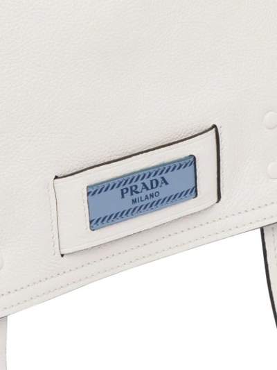 Shop Prada Etiquette Large Leather Bag In Weiss