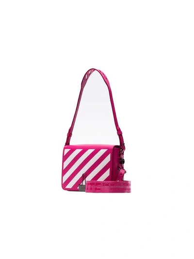 Shop Off-white Striped Shoulder Bag In Pink