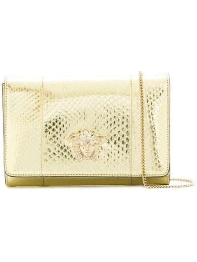 Shop Versace 3d Medusa Clutch Bag In Metallic