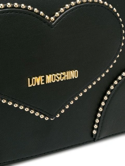 Shop Love Moschino Studded Heart Cross Body Bag In Black