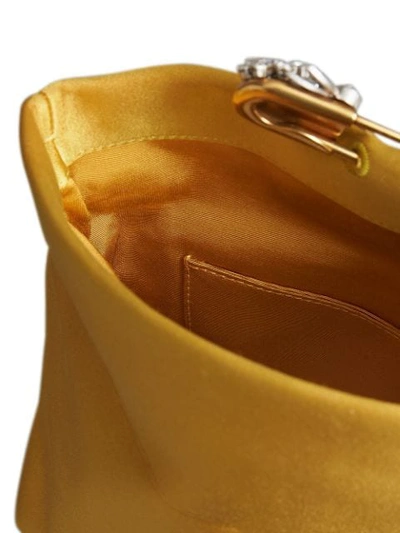 Shop Burberry The Small Pin Clutch In Satin In Yellow