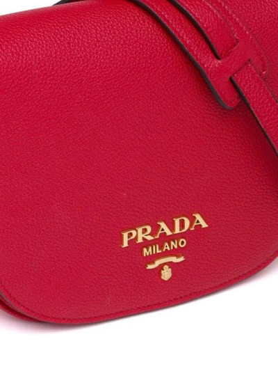 Shop Prada Logo-embellished Shoulder Bag In Red