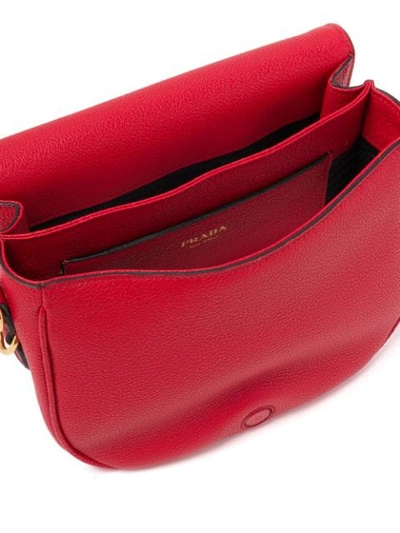 Shop Prada Logo-embellished Shoulder Bag In Red