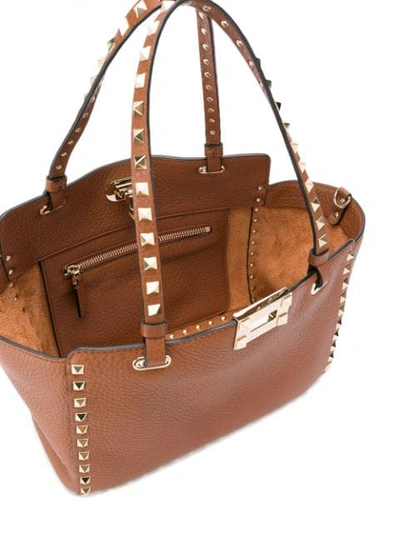 Shop Valentino Garavani Rockstud Tote Bag In Brown