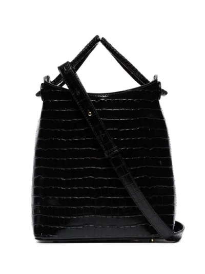 Shop Elleme Vosges Crocodile-embossed Shoulder Bag In Black