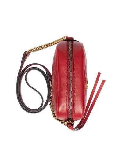 Shop Gucci Red Marmont Leather Cross Body Bag
