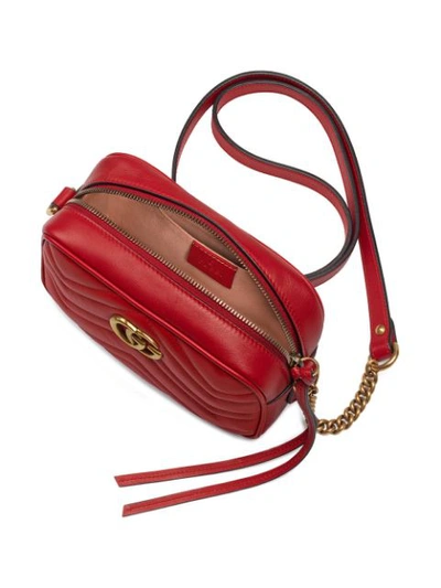 Shop Gucci Red Marmont Leather Cross Body Bag
