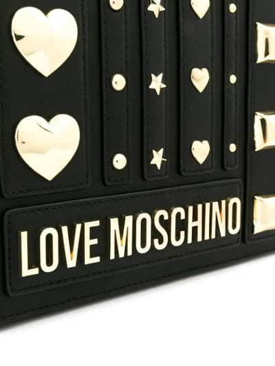 Shop Love Moschino Schultertasche Mit Nieten In Black
