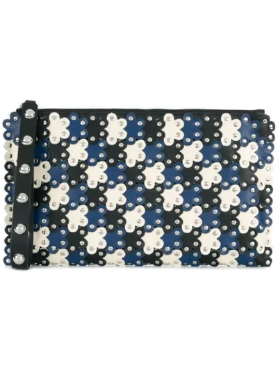 Shop Red Valentino 'flower Puzzle' Clutch In Multicolour