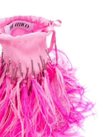 Shop Attico Feather-trim Tote Bag In Pink