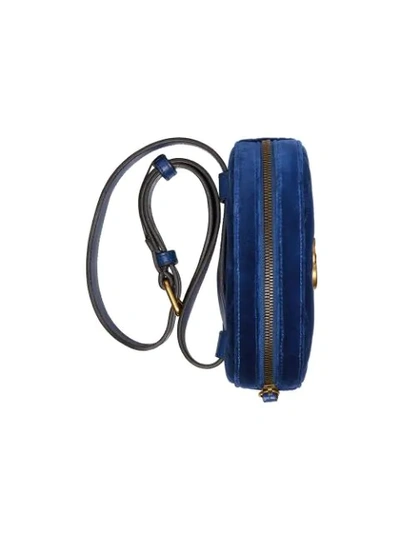 Shop Gucci Gg Marmont Matelassé Velvet Belt Bag In Blue