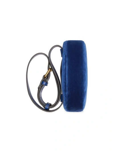 Shop Gucci Gg Marmont Matelassé Velvet Belt Bag In Blue