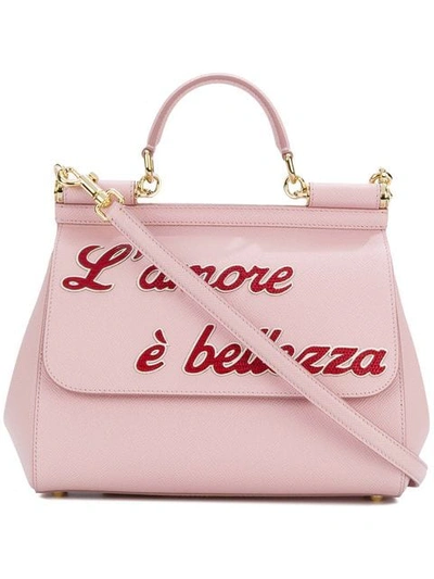 Dolce & Gabbana Sicily L'amore È Bellezza Tote Bag In Pink | ModeSens