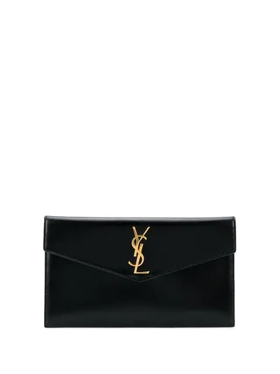 Shop Saint Laurent Envelope Clutch Bag In Black