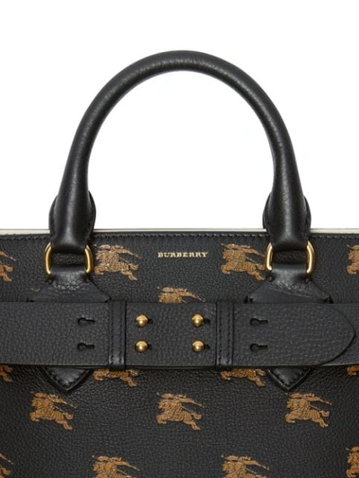 BURBERRY EQUESTRIAN KNIGHT中号真皮BELT BAG手提包 - 黑色