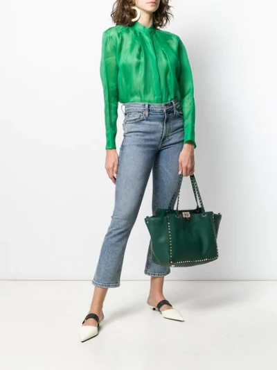 Shop Valentino Garavani Rockstud Medium Tote In Green