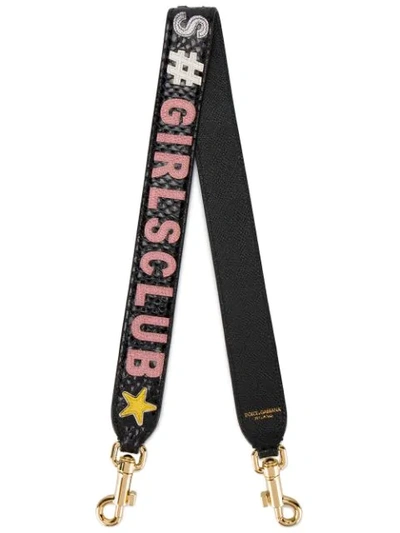 Shop Dolce & Gabbana Millennial Girls Club Appliqué Bag Strap In Black