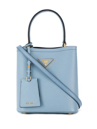 Shop Prada Small Panier Tote In Blue