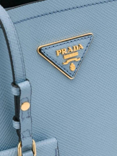 Shop Prada Small Panier Tote In Blue