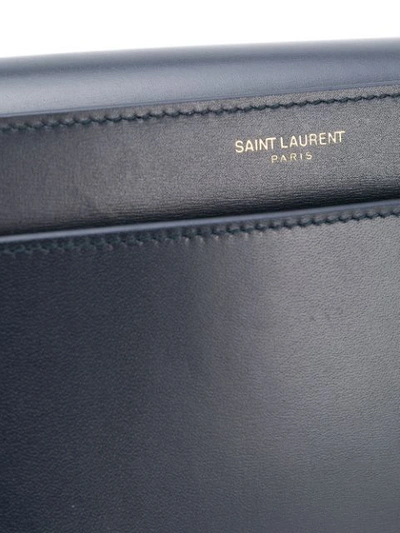 Shop Saint Laurent Foldover Logo Shoulder Bag In Blue