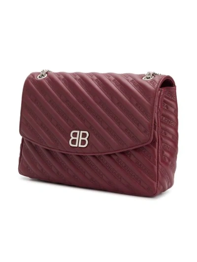 Shop Balenciaga Large Bb Round Shoulder Bag - Red