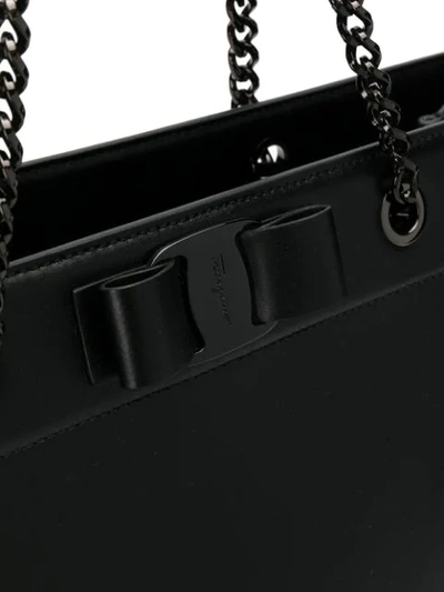 Shop Ferragamo Vara Bow Double Handle Bag In Black