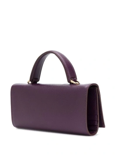 Shop Ferragamo Vara Bow Mini Bag In Purple