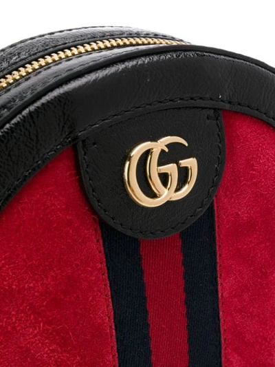 Shop Gucci Ophidia Mini Round Shoulder Bag In Red