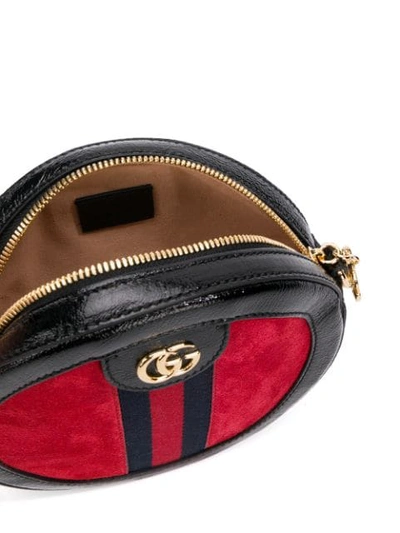 Shop Gucci Ophidia Mini Round Shoulder Bag In Red