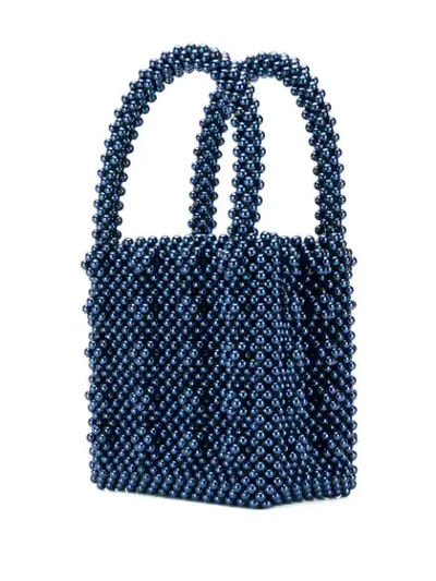 Shop Shrimps Antonia Beaded Tote Bag In Blue