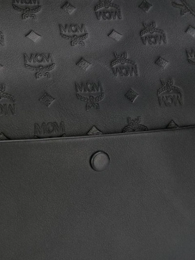 Shop Mcm Logo Embossed Shoulder Bag In Black