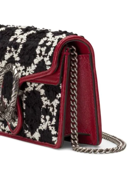 Gucci Dionysus Super Mini Leather-trimmed Tweed Shoulder Bag In Black | ModeSens