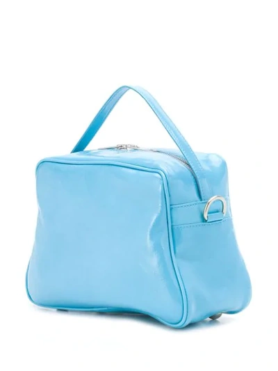 Shop Courrèges Leather Logo Tote In Blue